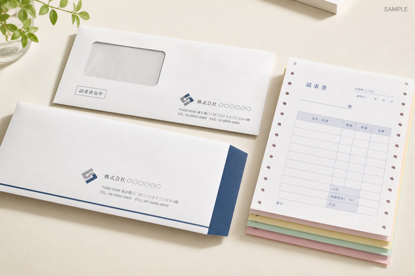 封筒・伝票印刷のサンプルイメージ